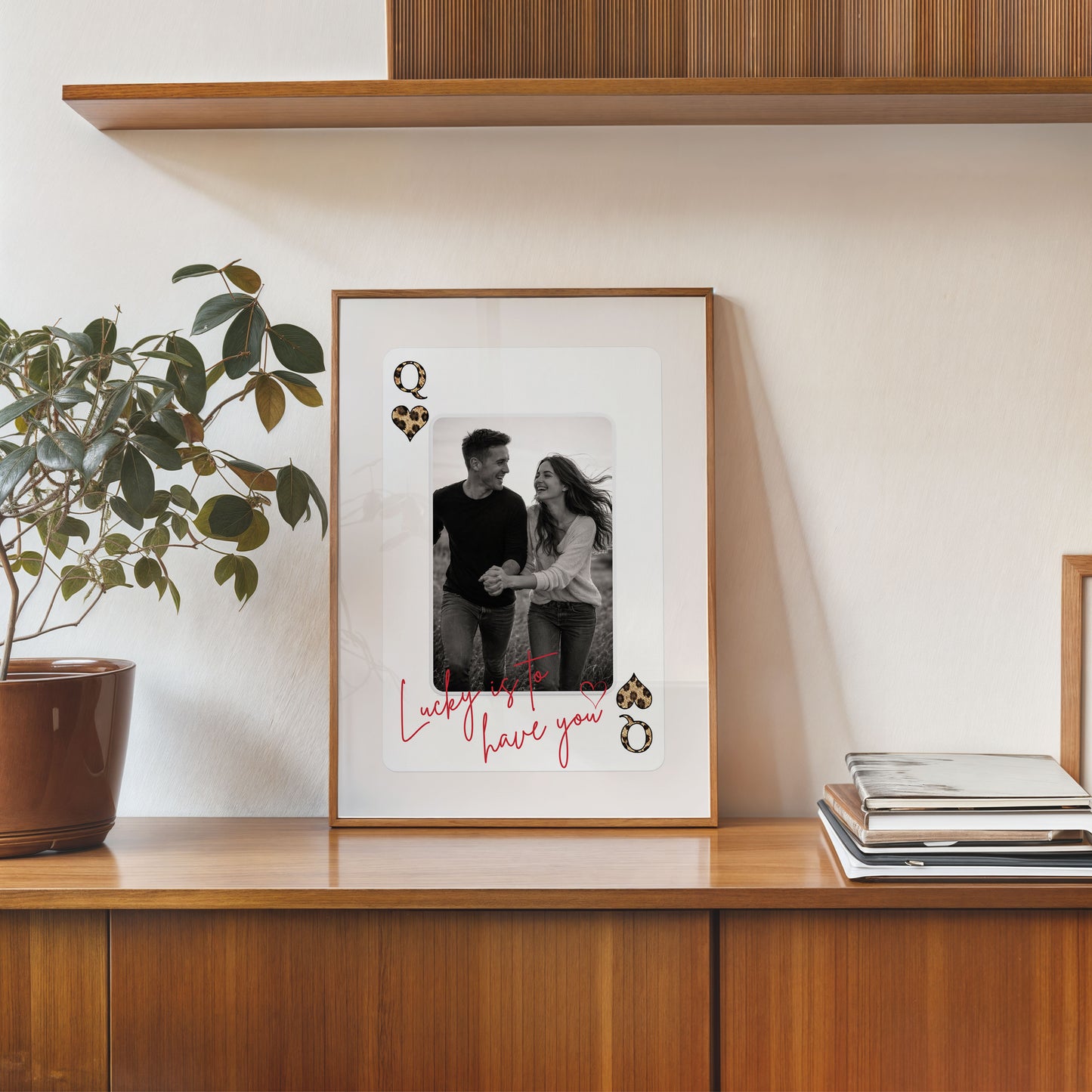 Custom couple photo poster cozy interior romantic wall art gift idea
