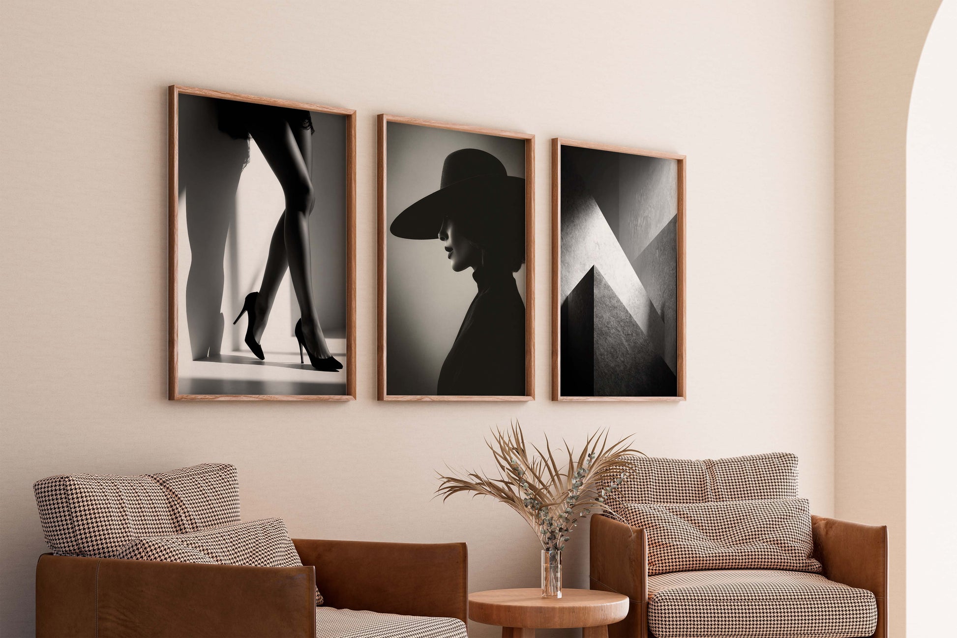 Black and white fashion wall art print with woman in high heels