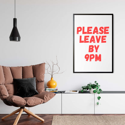 minimalist office poster with humorous quote red text wall decor