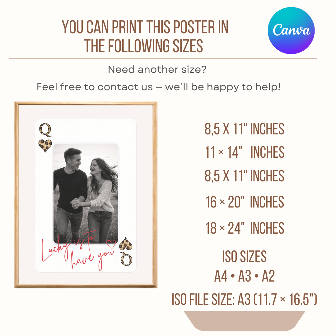 Custom photo poster printable sizes Canva template A4 A3 A2 11x14 16x20
