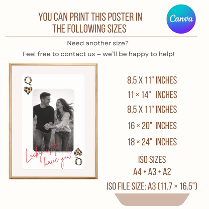 Custom photo poster printable sizes Canva template A4 A3 A2 11x14 16x20