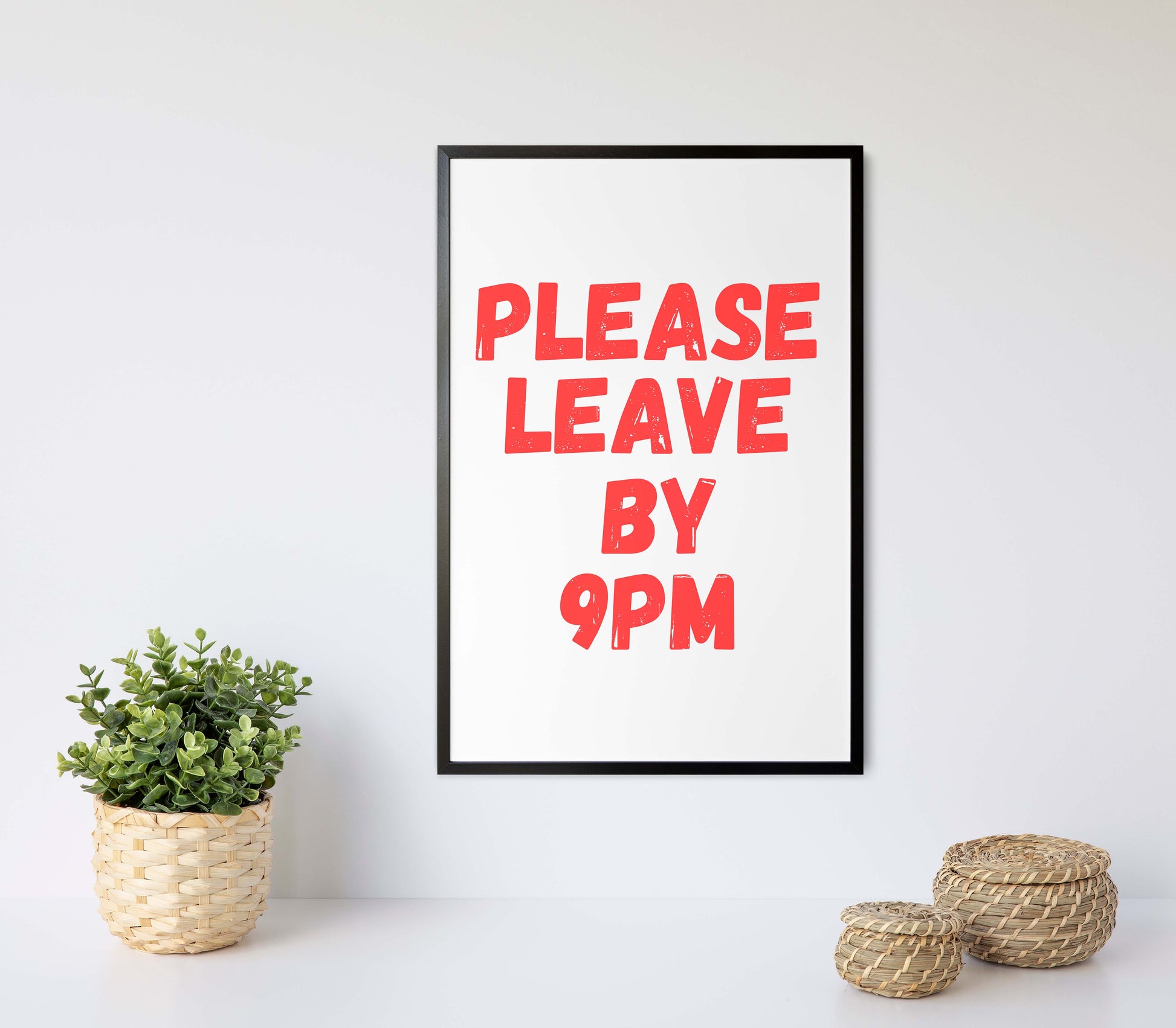 funny office wall art poster please leave by 9pm typography print