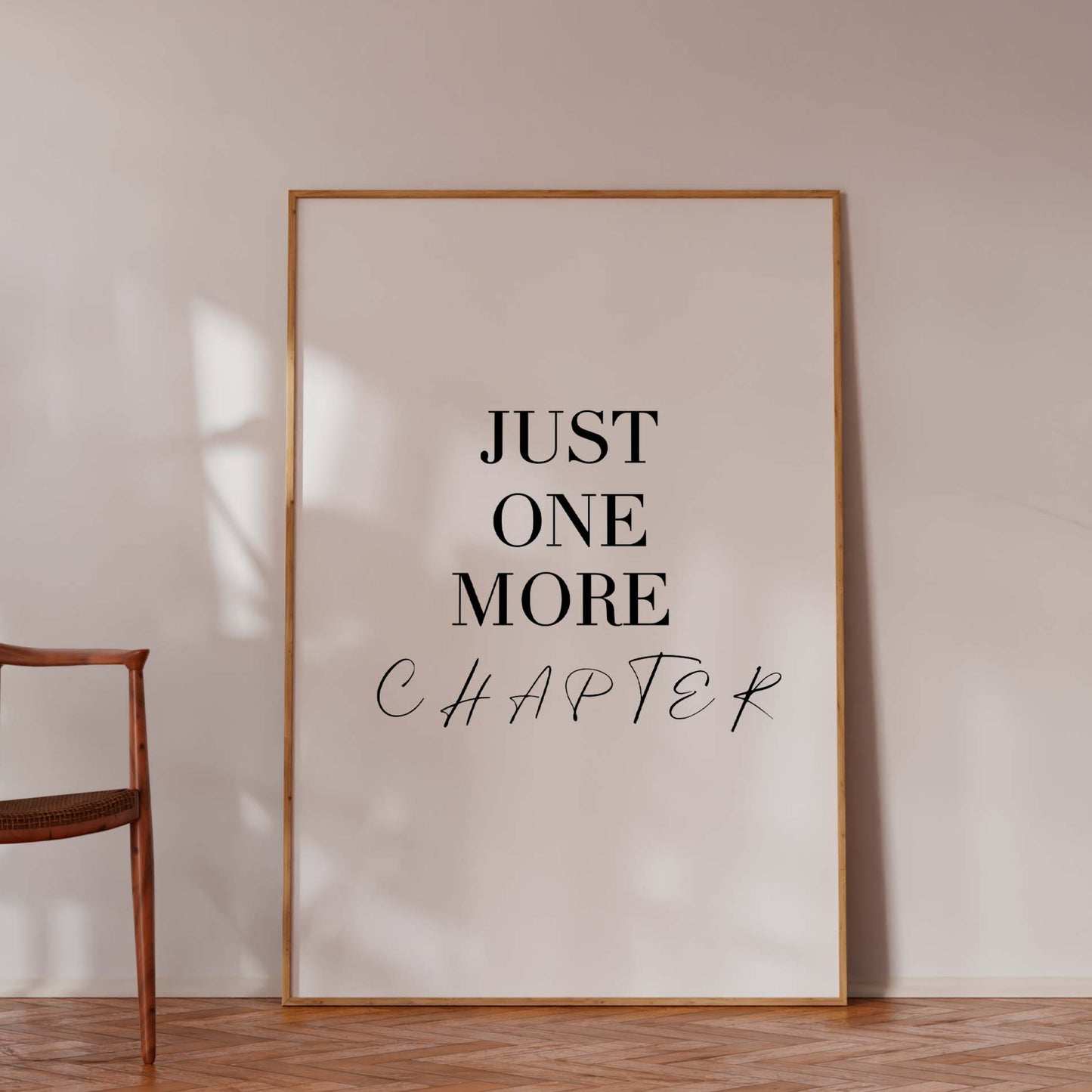 Just One More Chapter Poster – Minimalist Reading Quote Wall Art