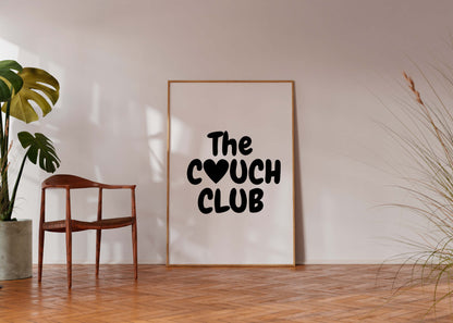 Funny Couple Wall Art Poster “The Couch Club” Minimalist Typography