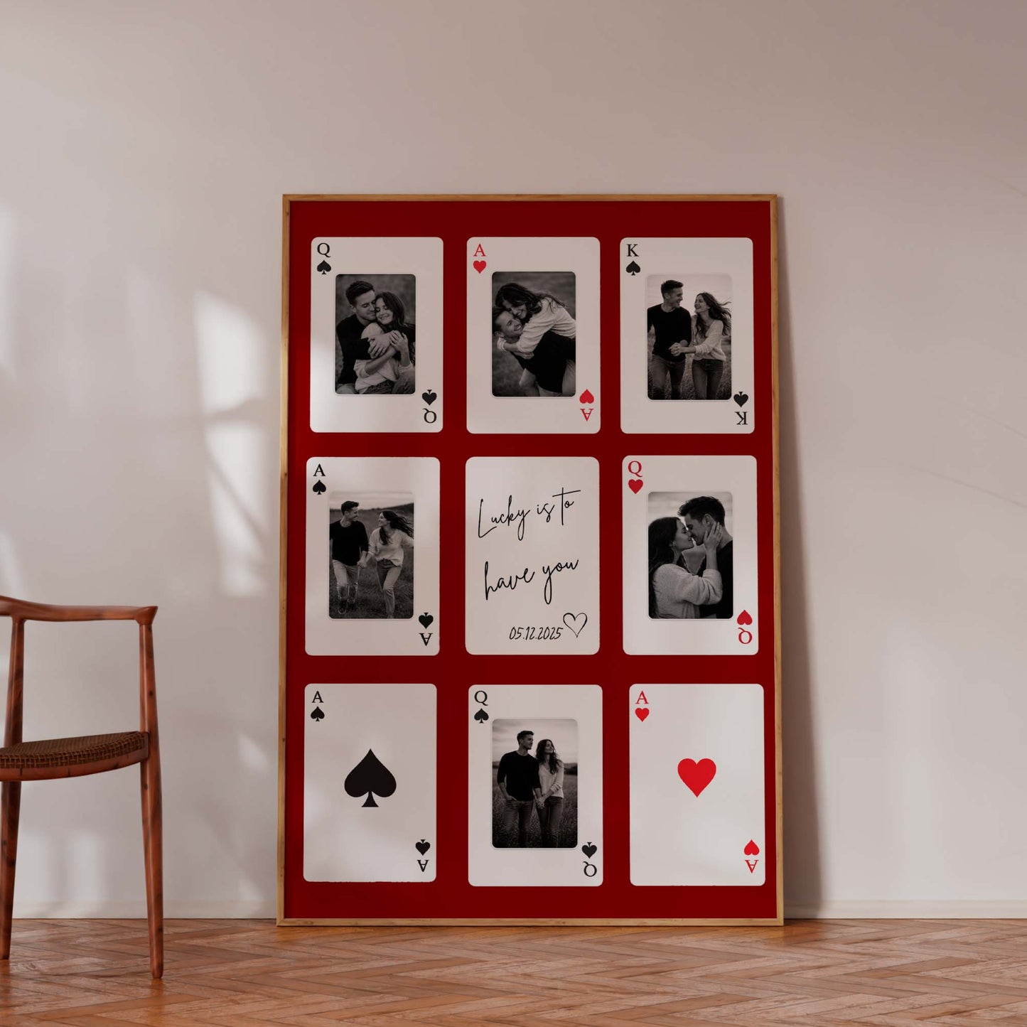Custom Playing Card Photo Collage Poster – Personalized Love Wall Art