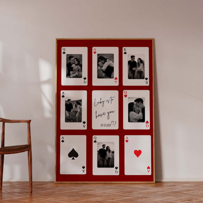 Custom Playing Card Photo Collage Poster – Personalized Love Wall Art