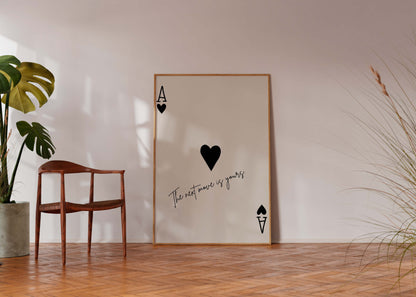 Ace of Hearts Poster – Minimalist Romantic Playing Card Wall Art