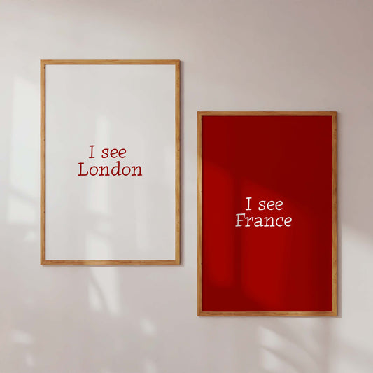I see London I see France poster set minimalist typography duo