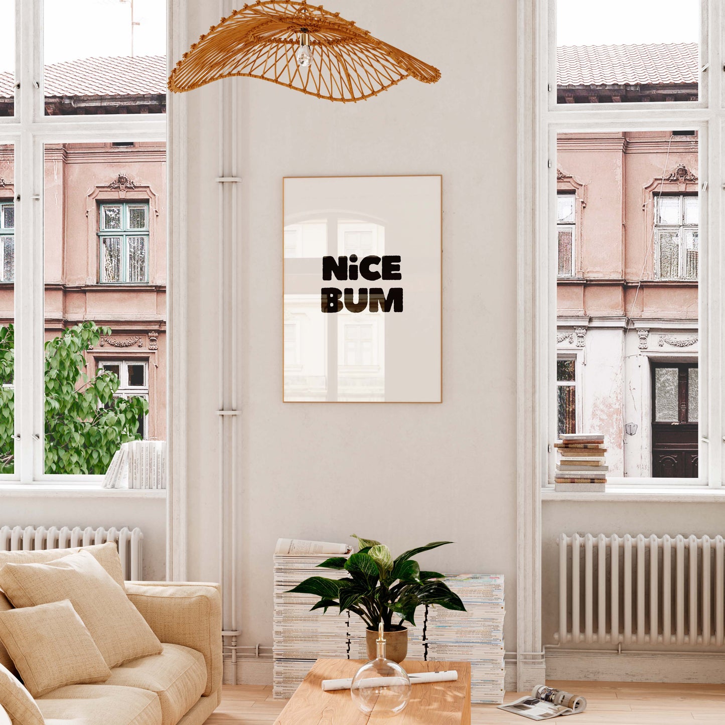 Nice Bum Poster – Funny Minimalist Typography Wall Art Print