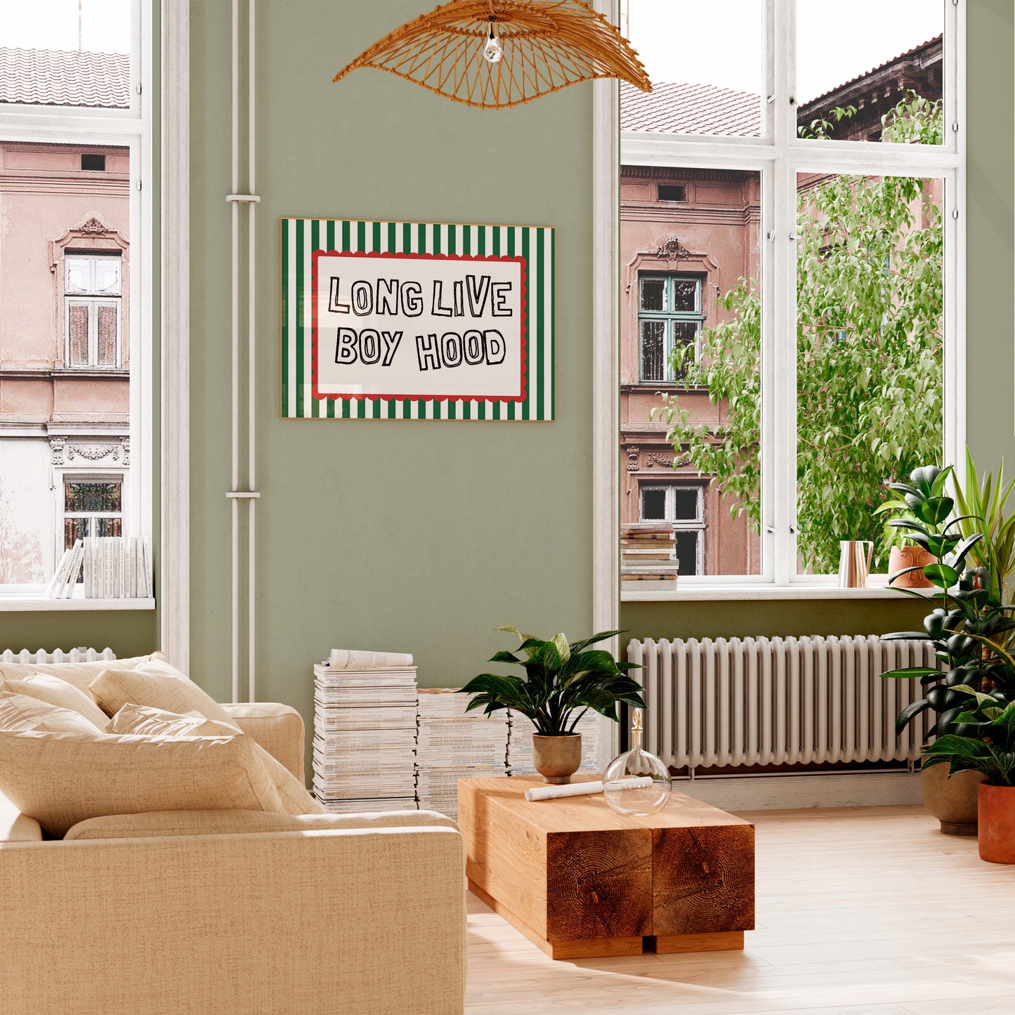 Aesthetic typography poster in modern interior setting
