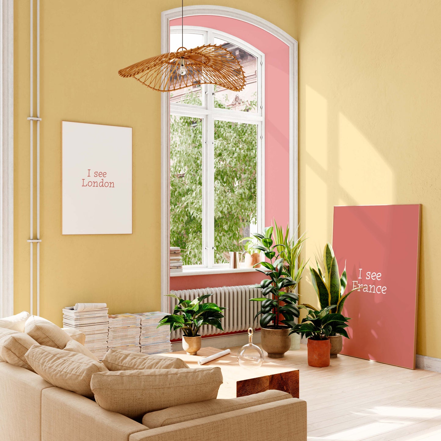 Scandinavian style wall art duo with humorous text