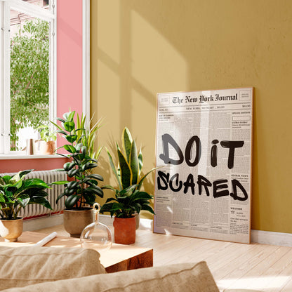 Do It Scared Poster Motivational Wall Art Newspaper Style Print