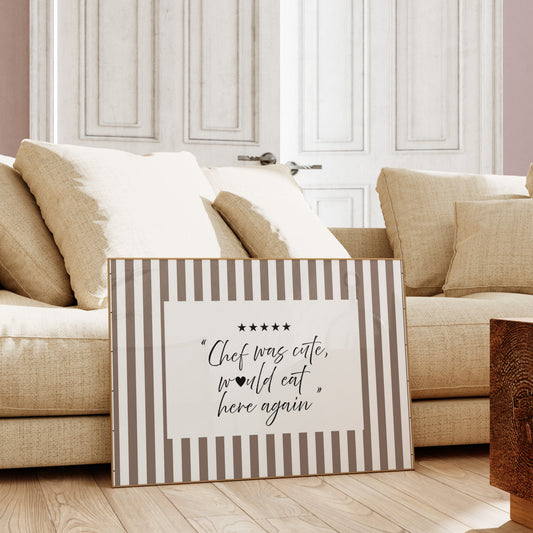 Funny kitchen wall art poster chef was cute would eat here again quote printable