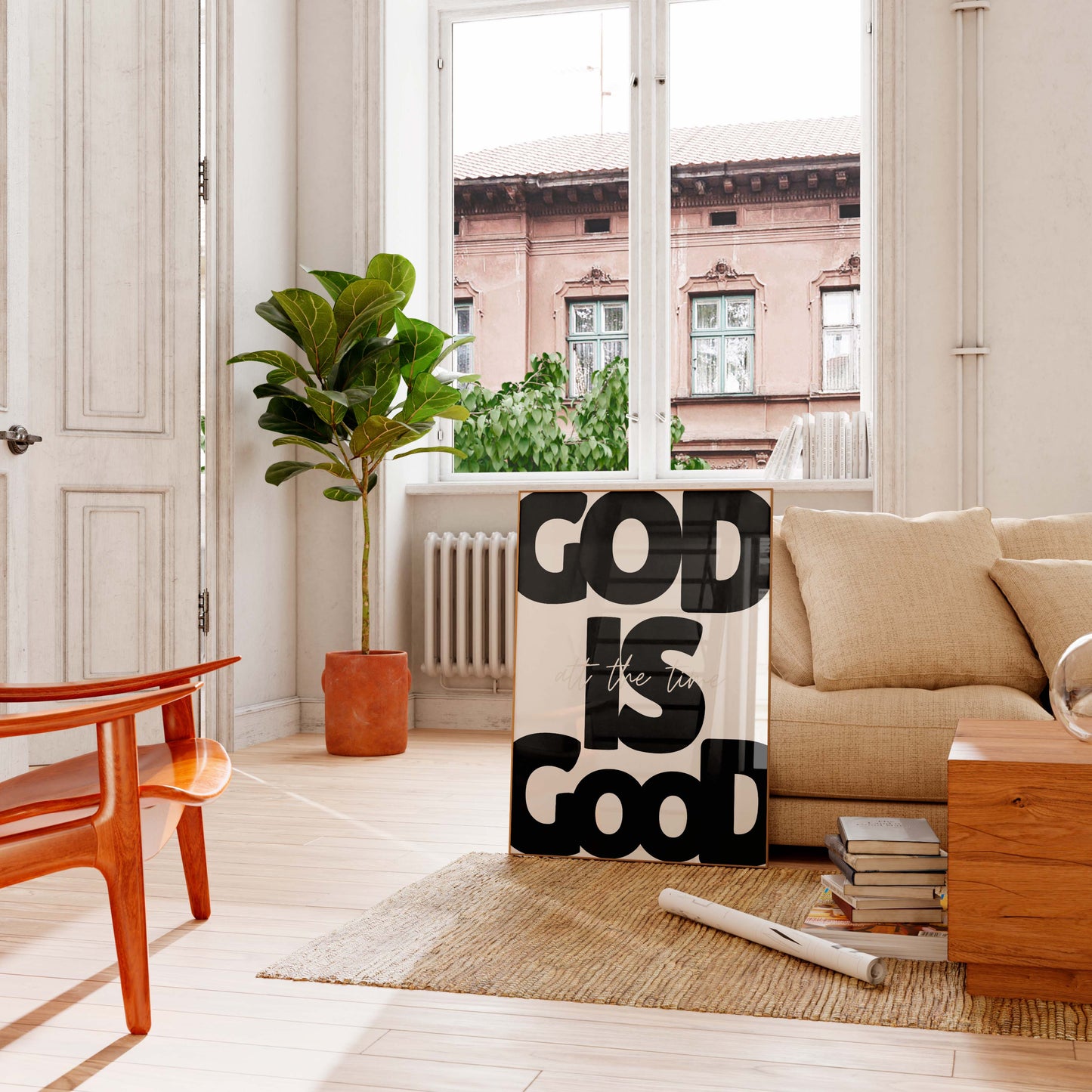 God Is Good Typography Poster – Minimalist Christian Wall Art Print