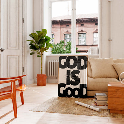 God Is Good Typography Poster – Minimalist Christian Wall Art Print