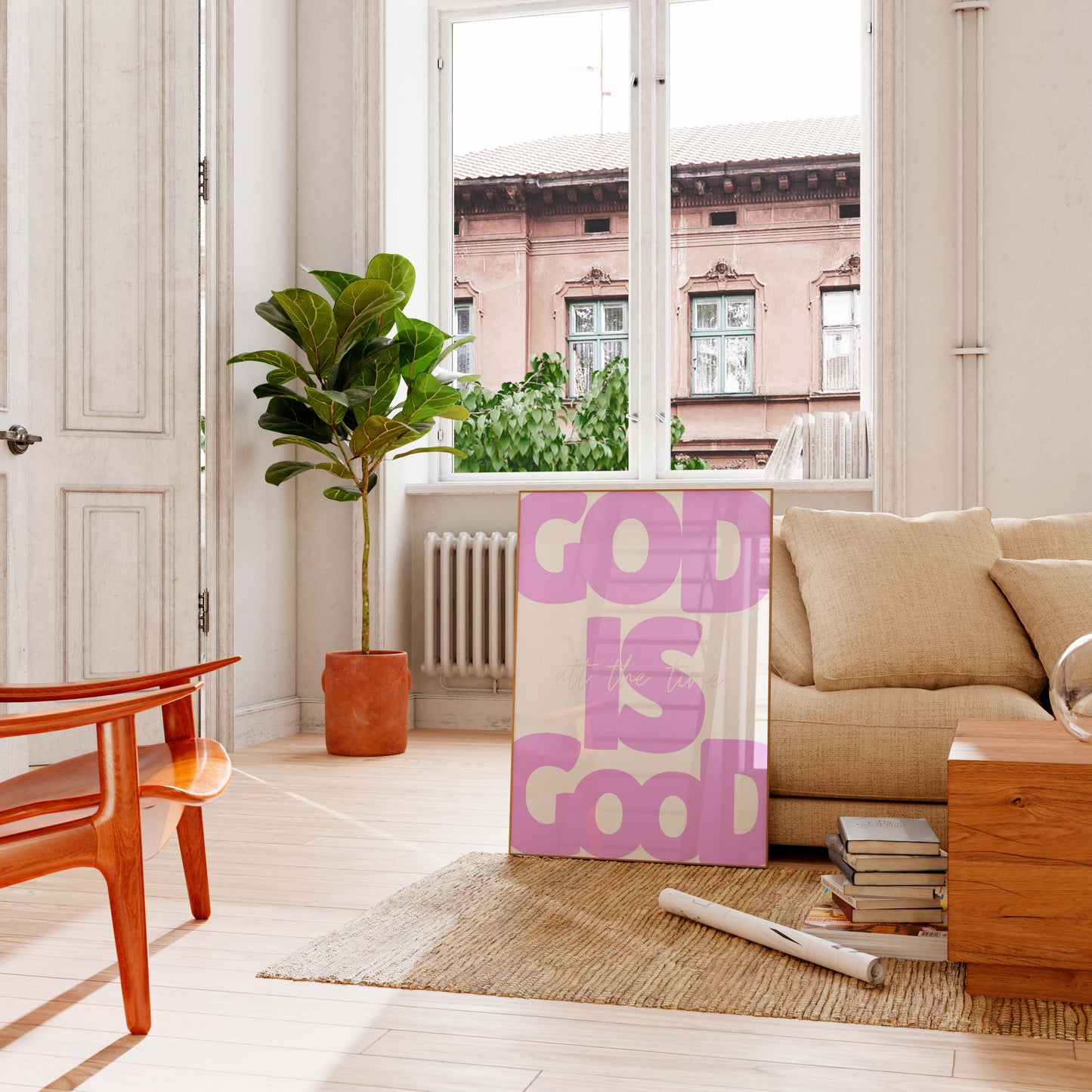 God Is Good Typography Poster – Minimalist Christian Wall Art Print