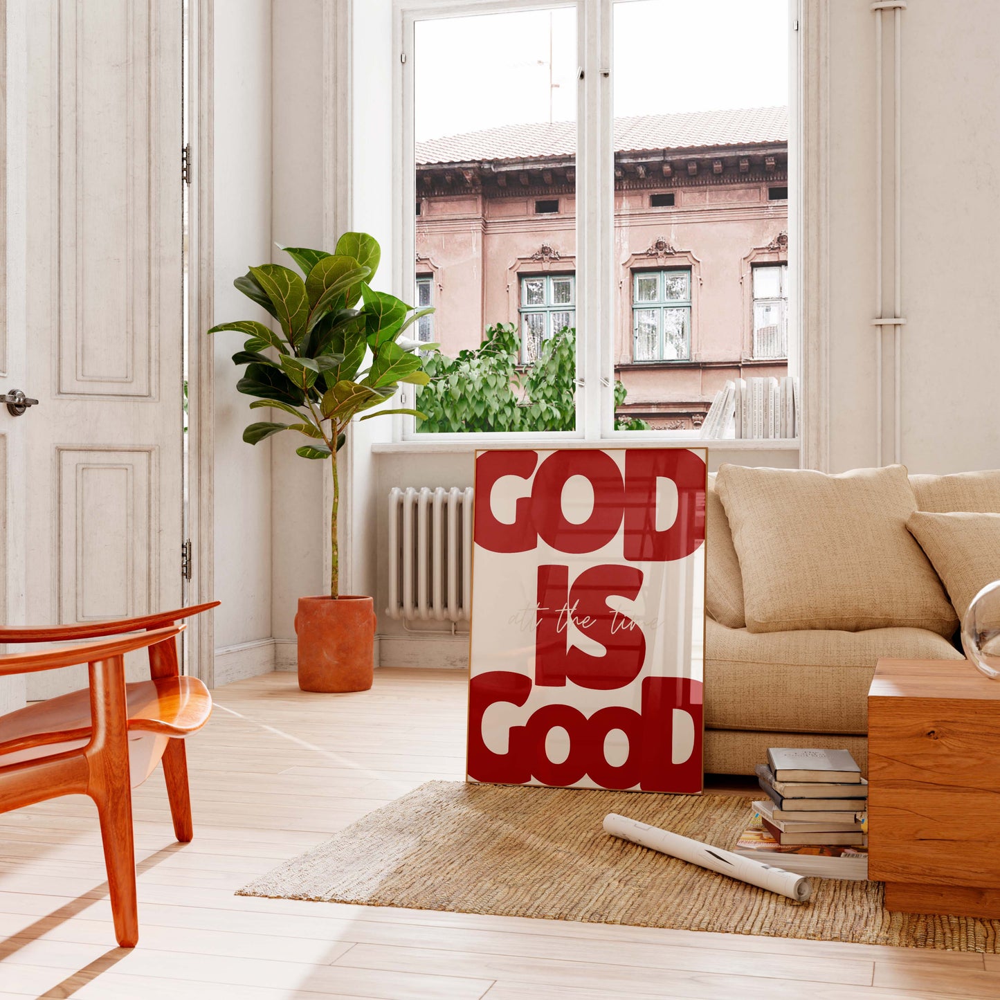 God Is Good Typography Poster – Minimalist Christian Wall Art Print