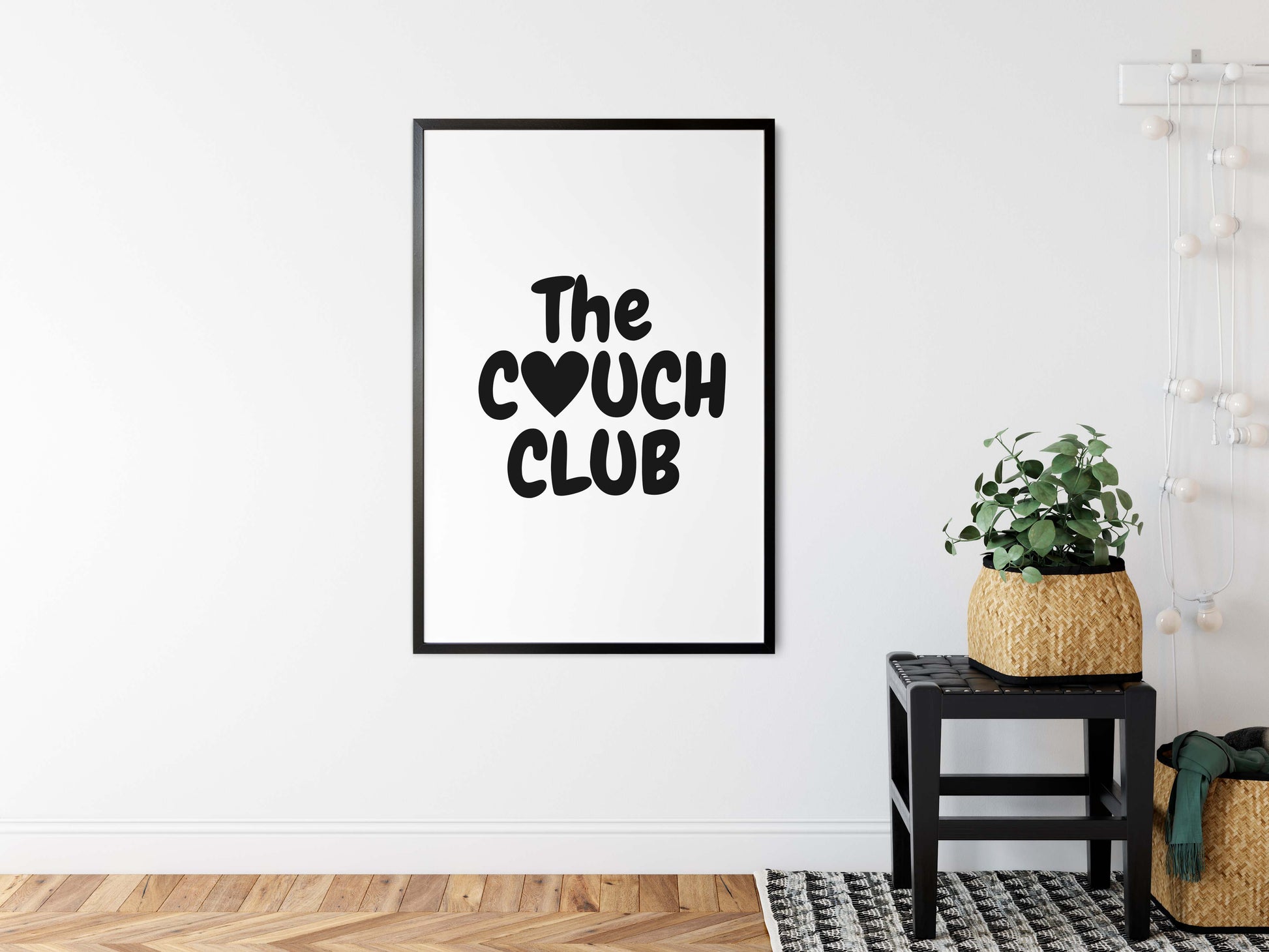 minimalist wall art couch club poster black text home decor