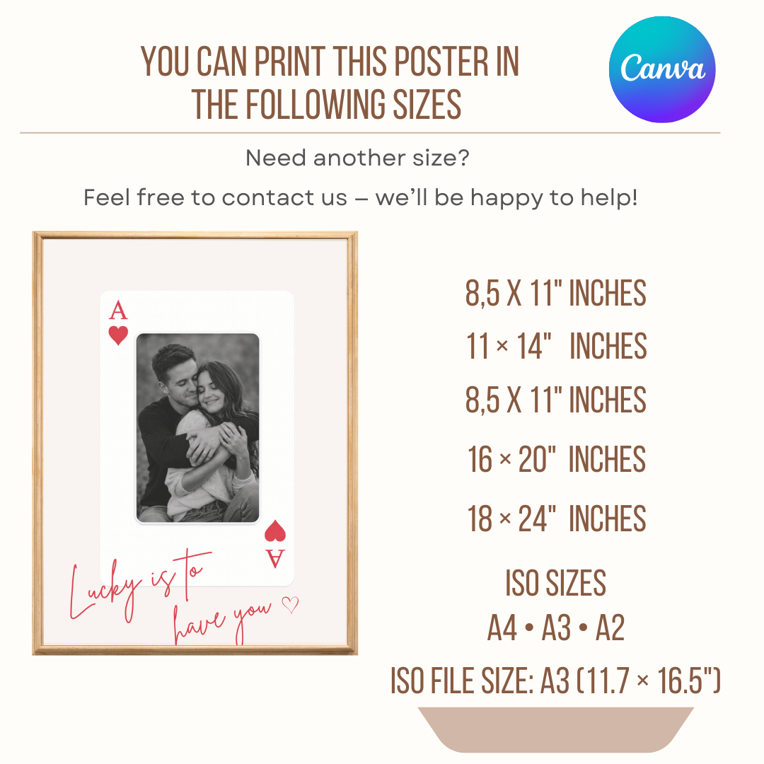 Printable wall art size guide A4 A3 A2 11x14 16x20 custom photo poster