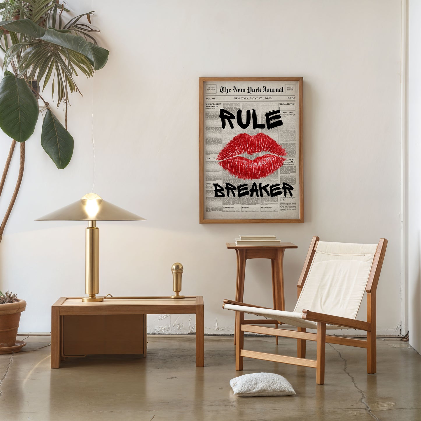 newspaper style poster with bold typography Rule Breaker design