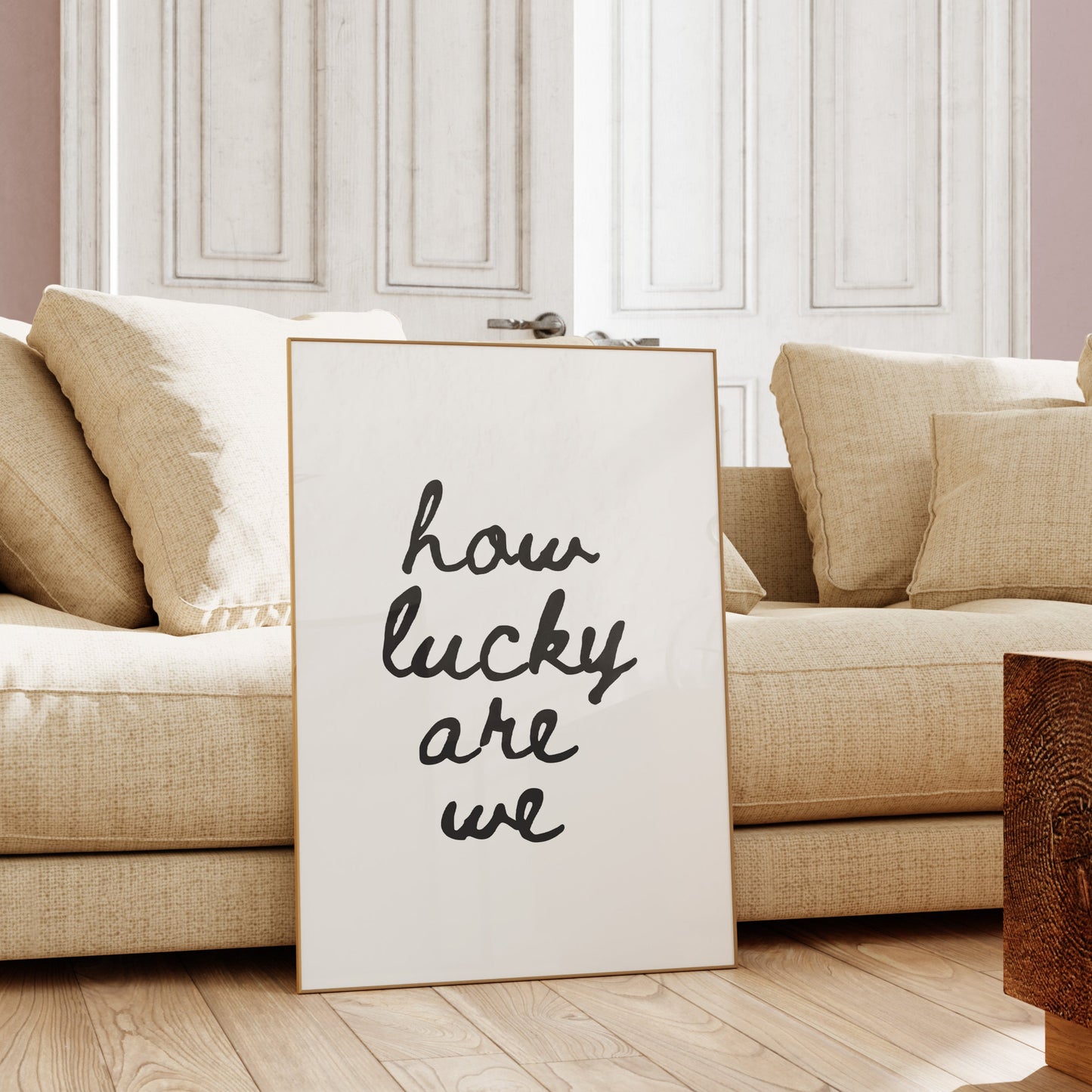How lucky are we minimalist wall art romantic quote printable poster