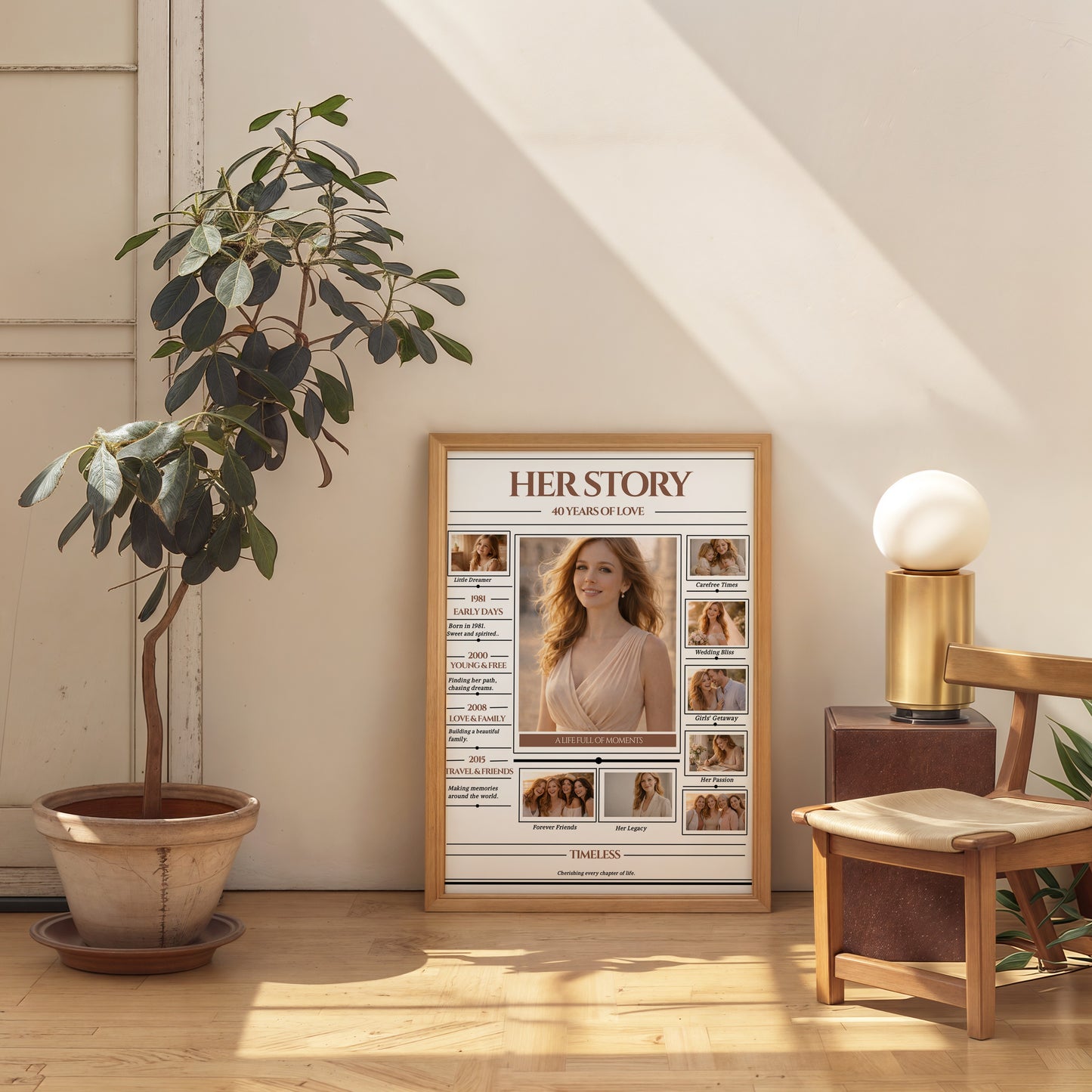 Her Story Photo Collage Template, 40th Birthday Poster, Editable Canva Template, Life Timeline Photo Poster, Personalized Gift for Her