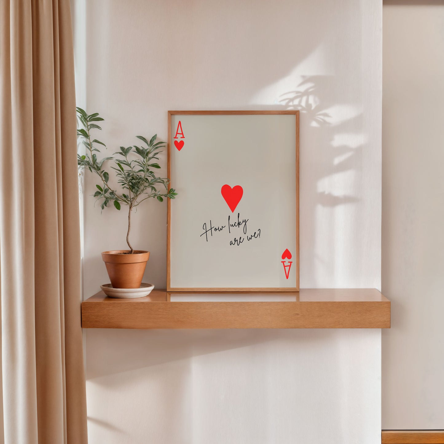 Romantic wall art print how lucky are we minimalist design
