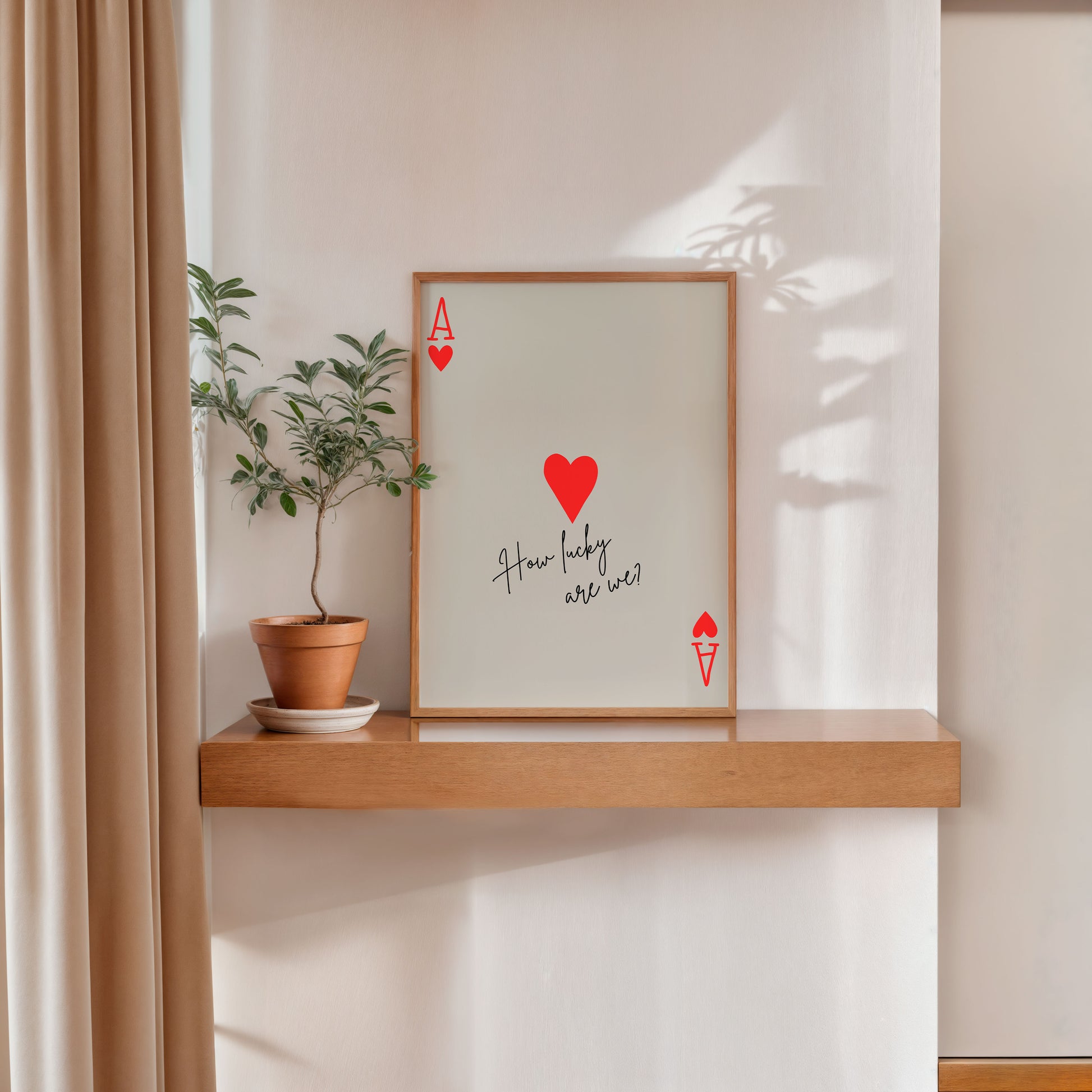 Romantic wall art print how lucky are we minimalist design