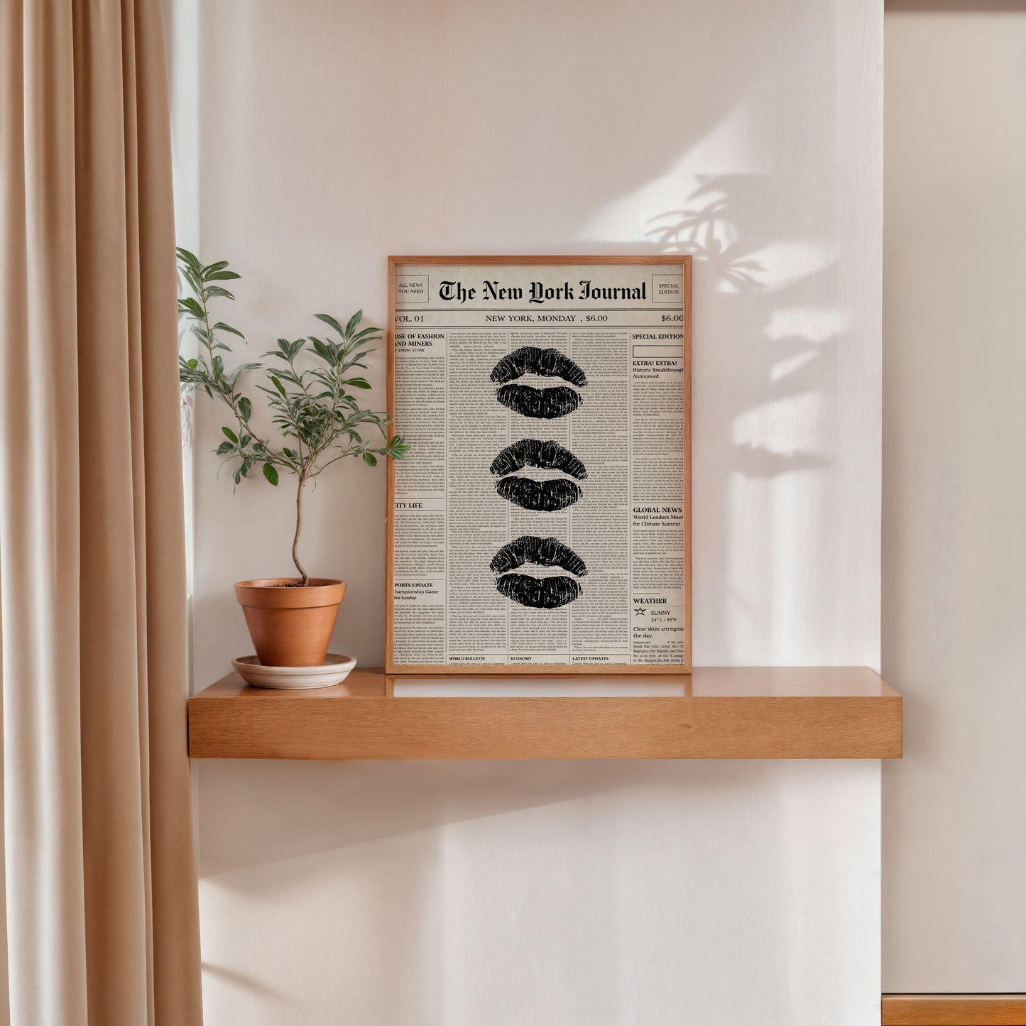 Black Lips Newspaper Poster Wall Art Vintage Fashion Print Decor