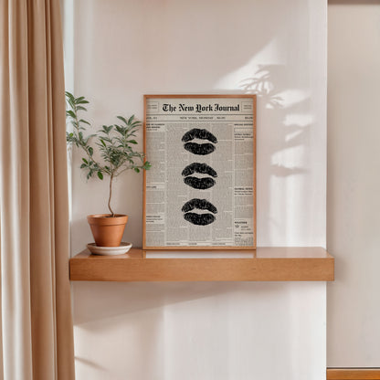 Black Lips Newspaper Poster Wall Art Vintage Fashion Print Decor