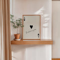 Ace of Hearts poster minimalist playing card wall art