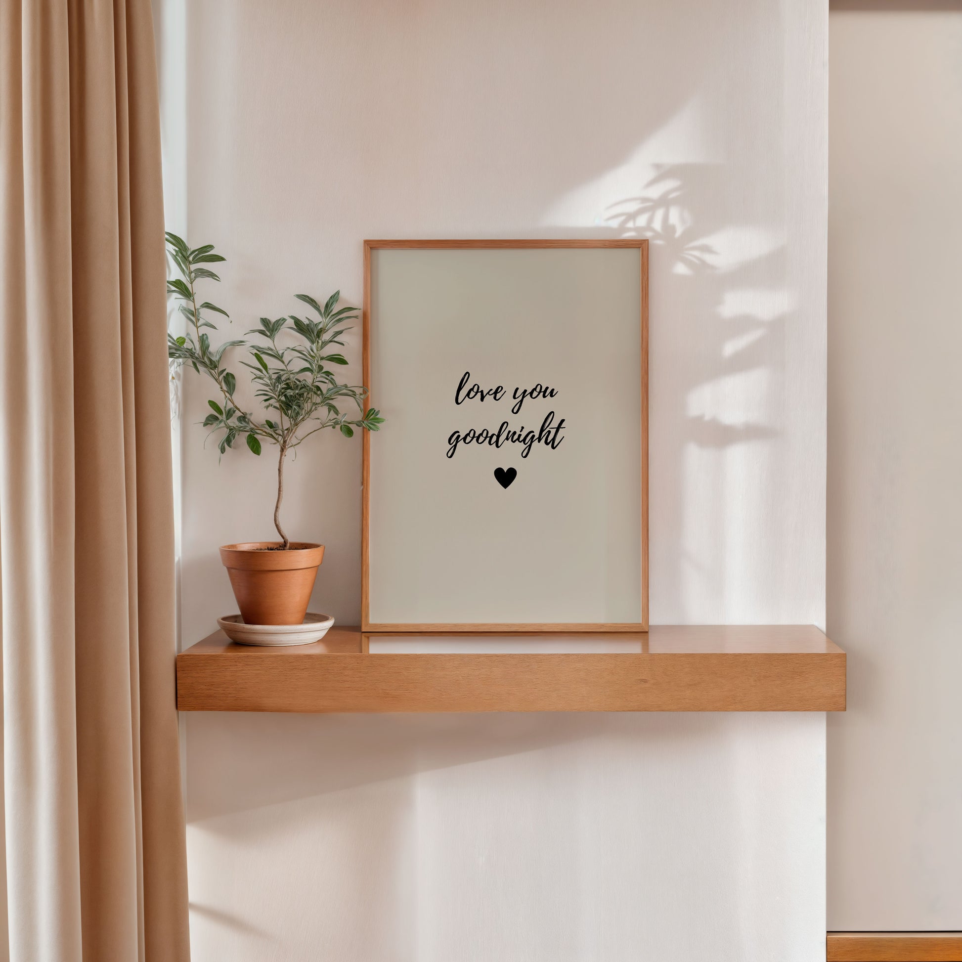 Love you goodnight wall art poster minimalist bedroom quote
