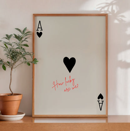 Ace of Hearts Minimalist Poster – Romantic Love Wall Art Print