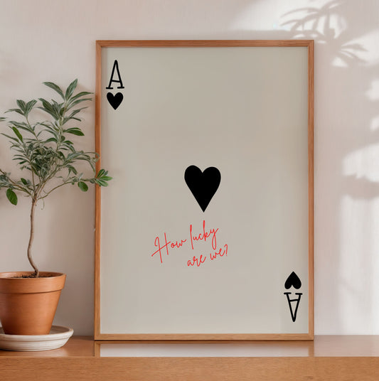 Ace of Hearts Minimalist Poster – Romantic Love Wall Art Print