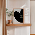 Minimalist Black Heart Poster – Love You More Romantic Wall Art Print