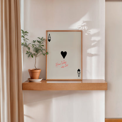 Ace of hearts minimalist poster black heart red quote how lucky are we