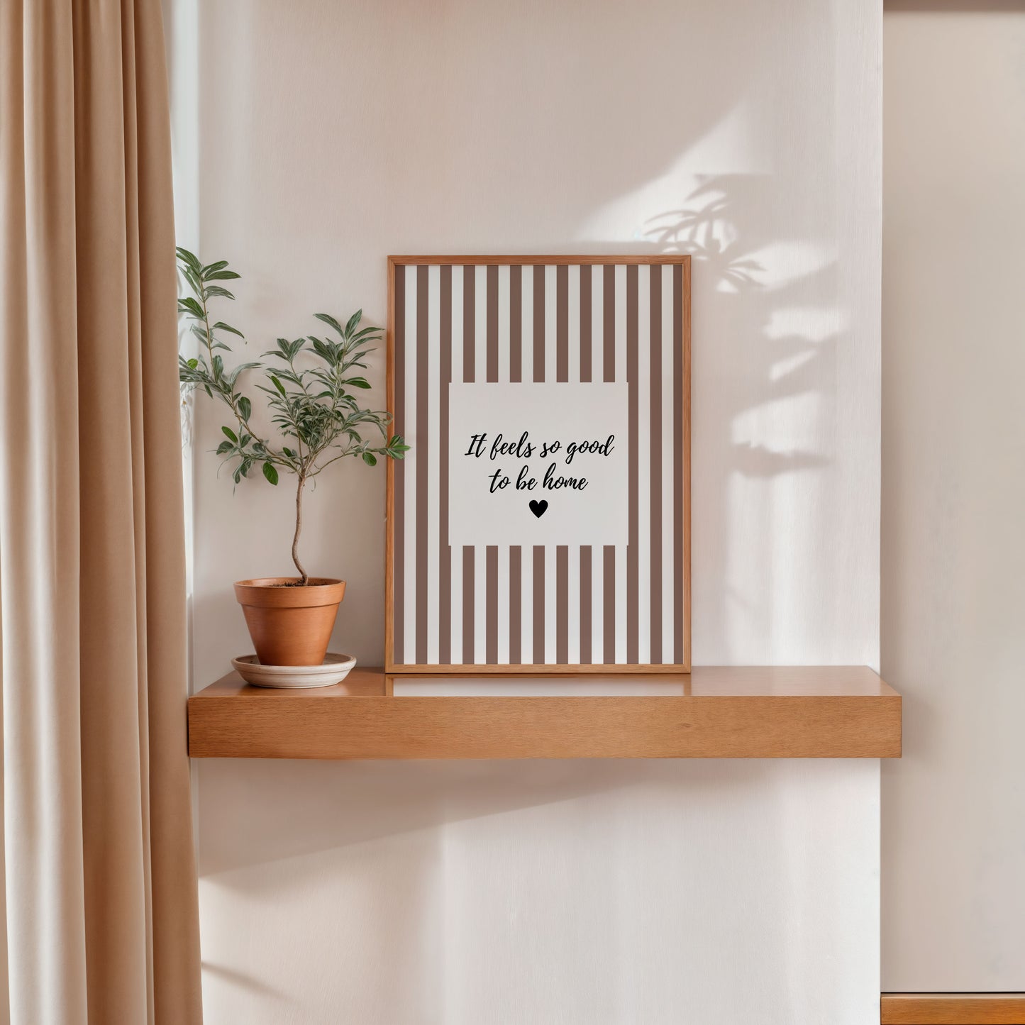 Neutral striped poster with home quote and minimalist design