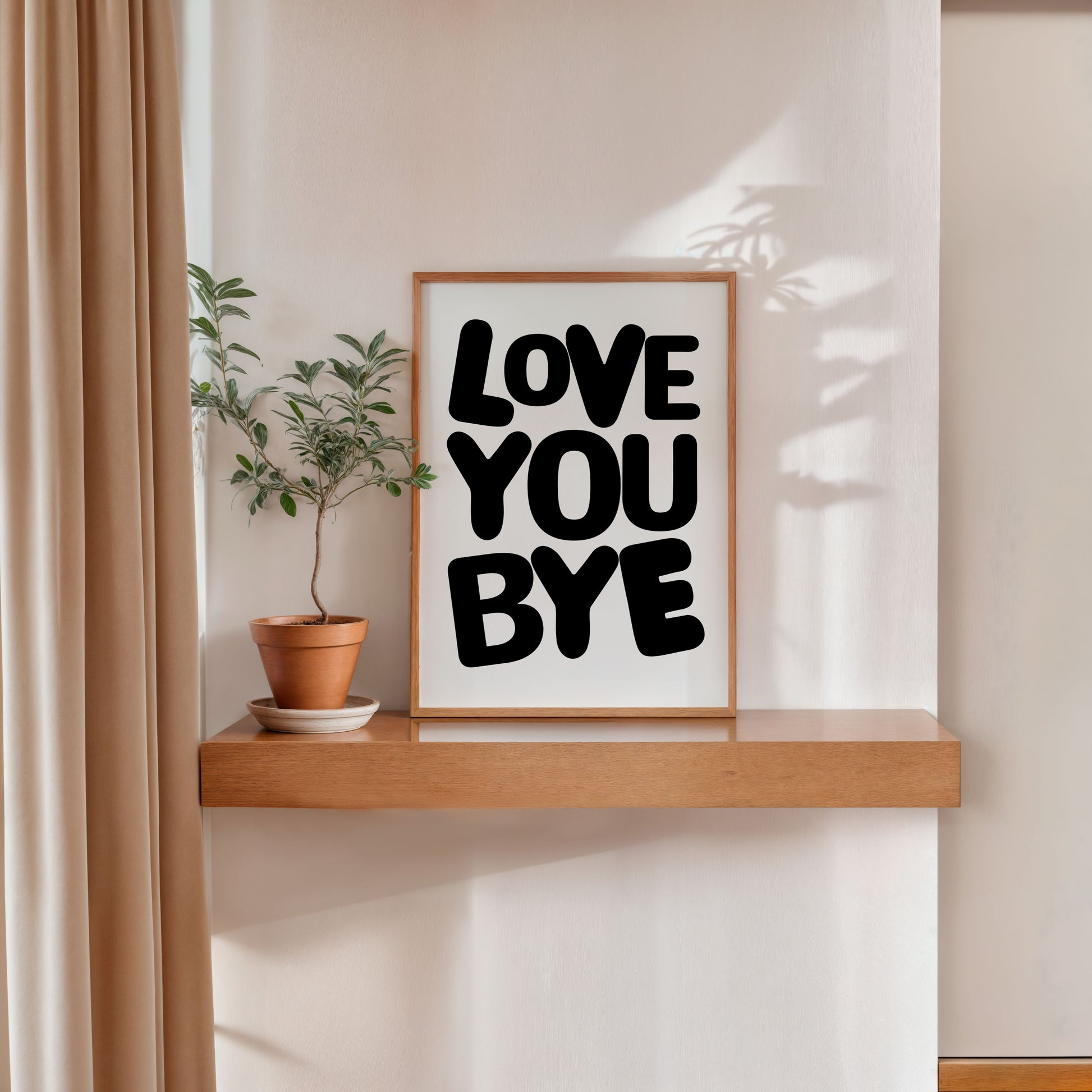 love you bye minimalist typography poster modern quote wall art