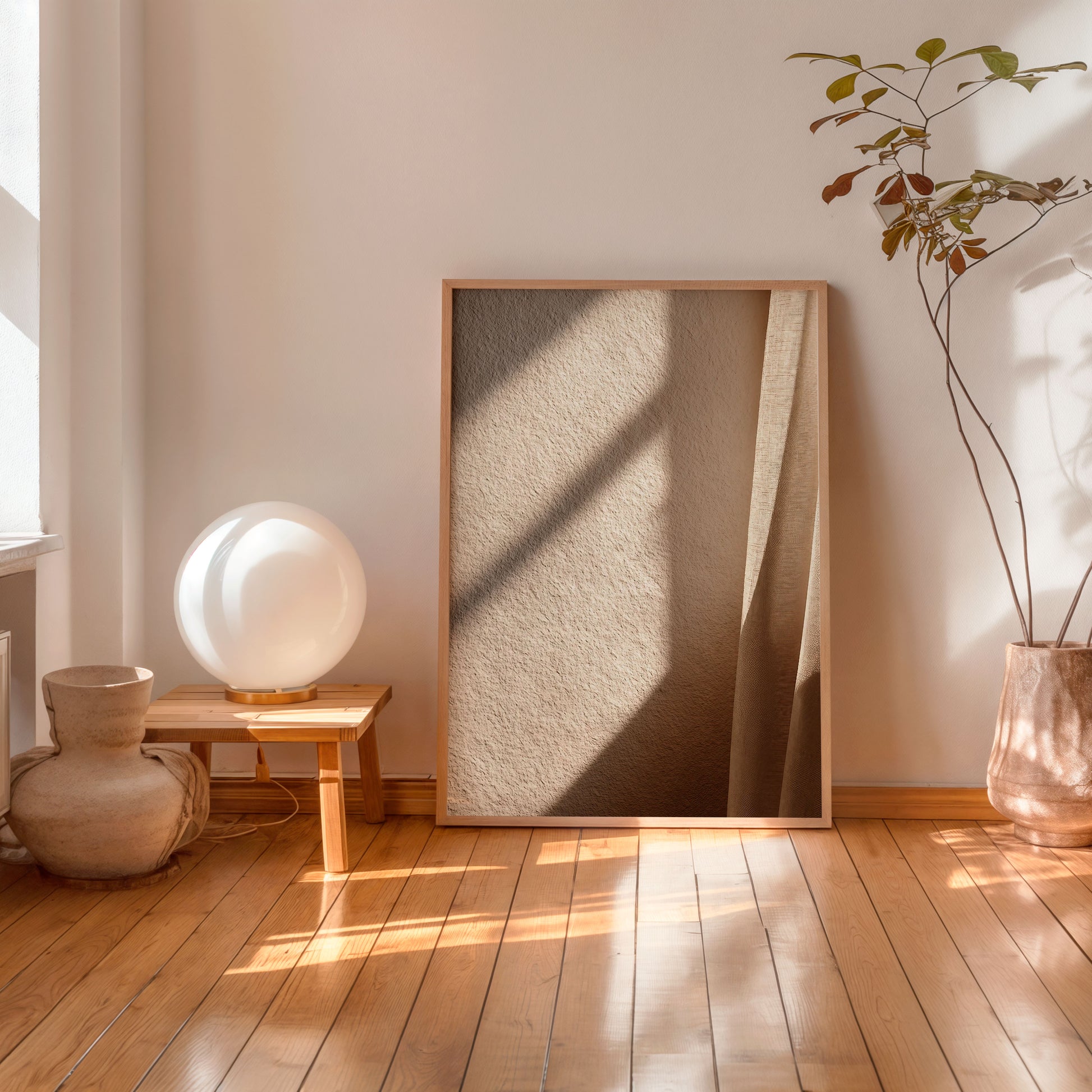 Neutral abstract light and shadow wall art poster