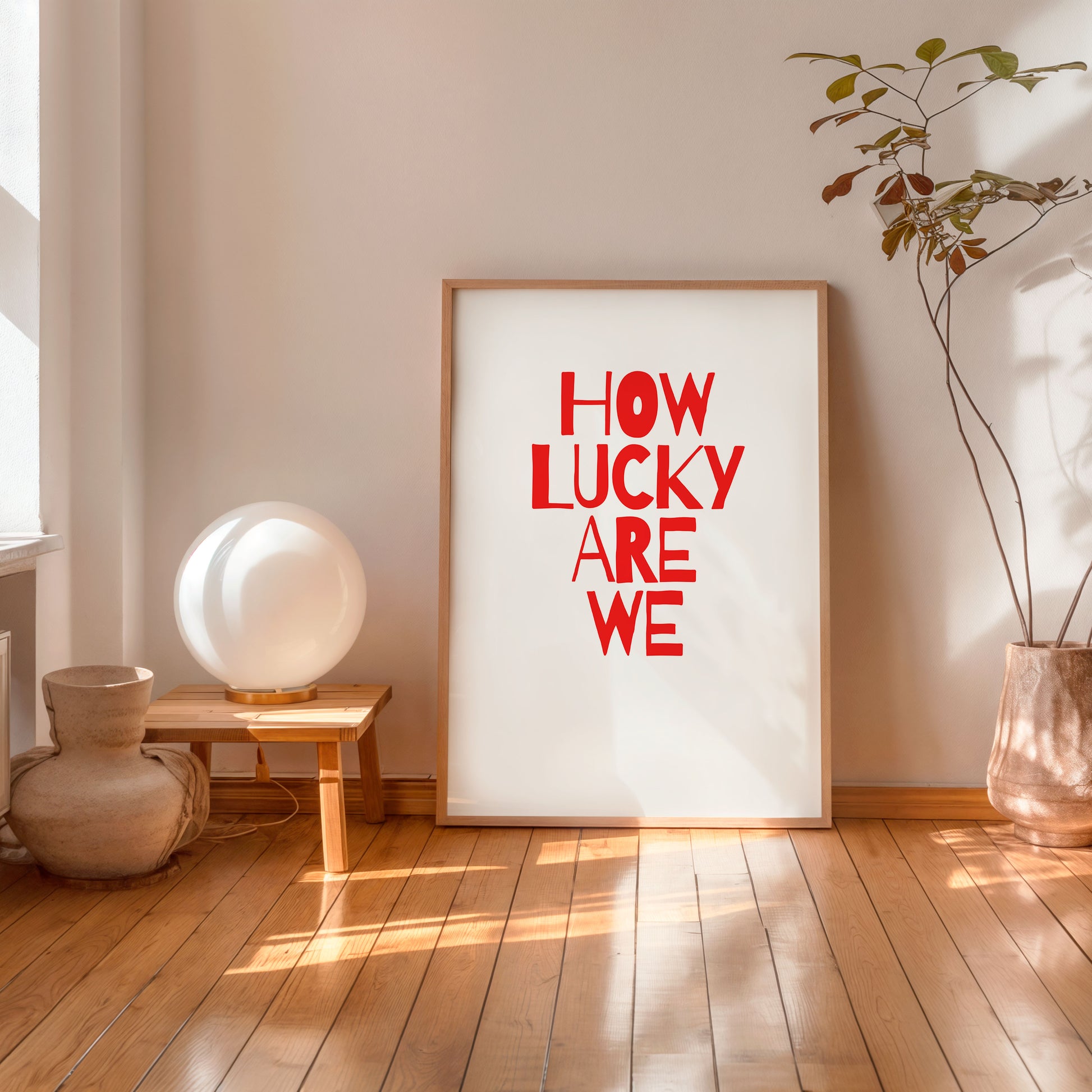 Minimalist love quote poster How Lucky Are We wall decor