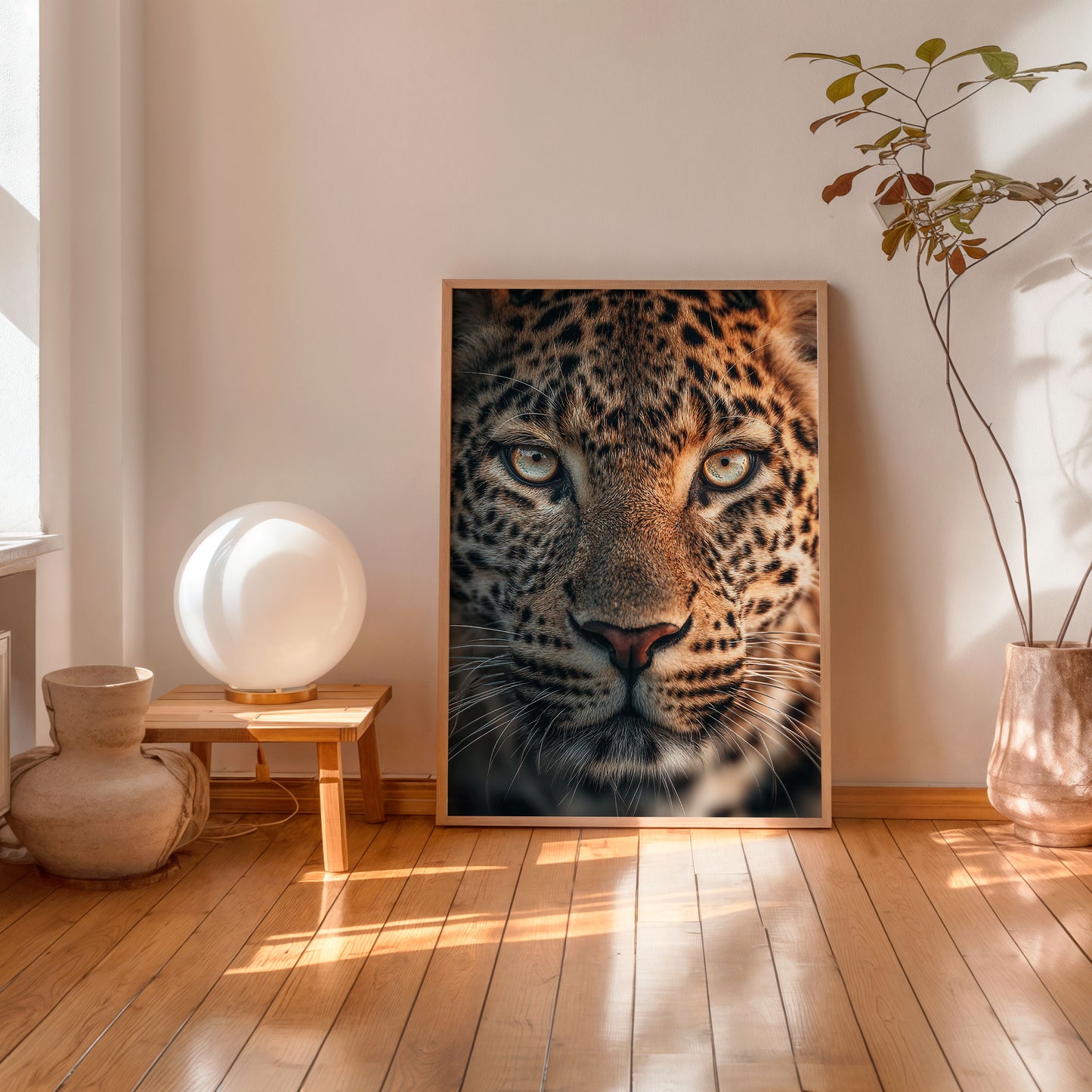 Leopard close-up wall art print modern wildlife photography