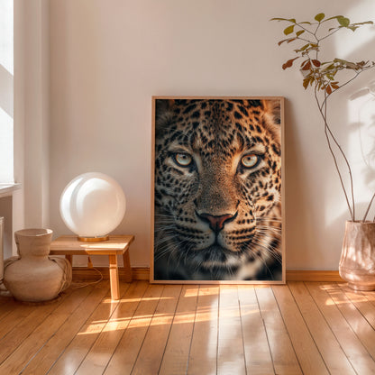 Leopard close-up wall art print modern wildlife photography