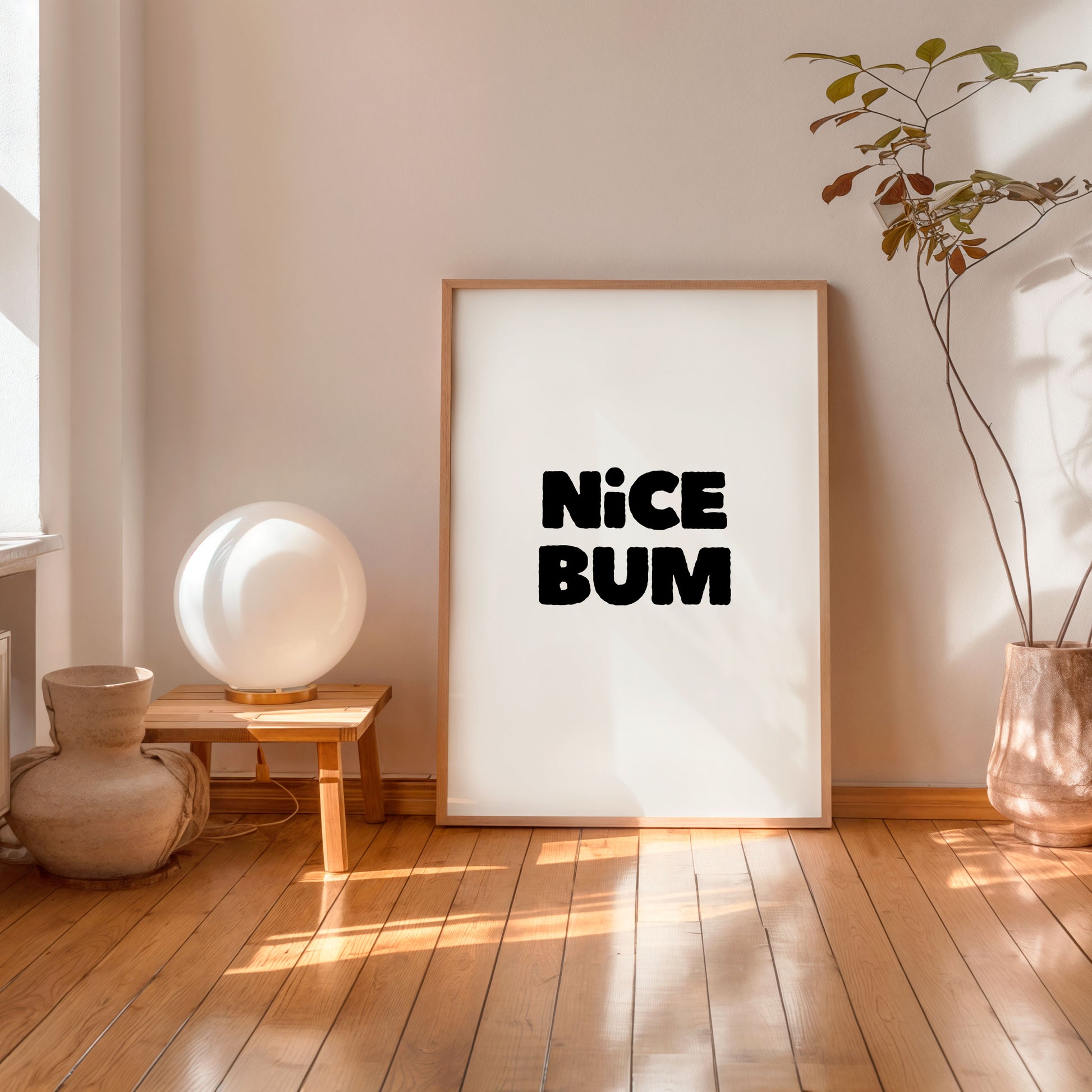 Nice Bum poster funny minimalist typography wall art