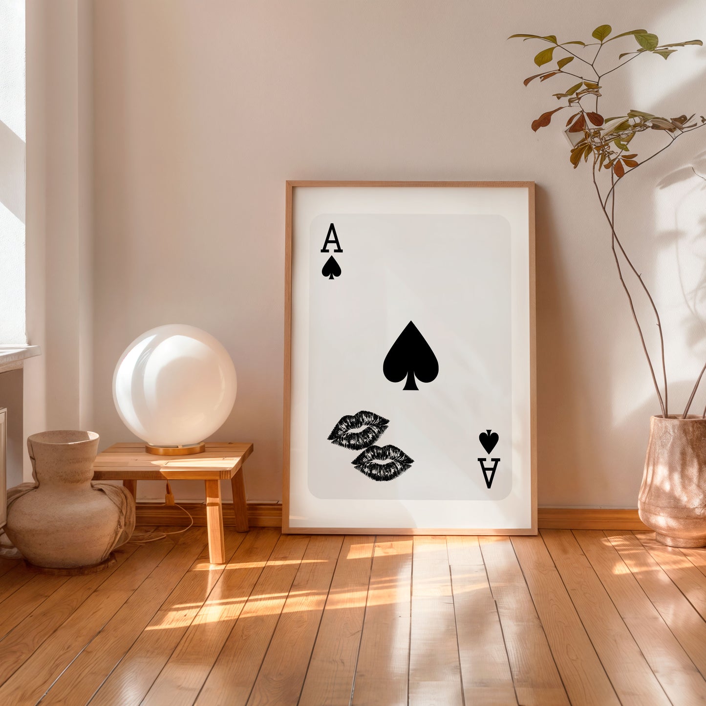 Ace of spades minimalist poster black and white playing card wall art