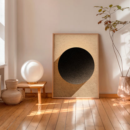 Abstract geometric neutral wall art with circle shape