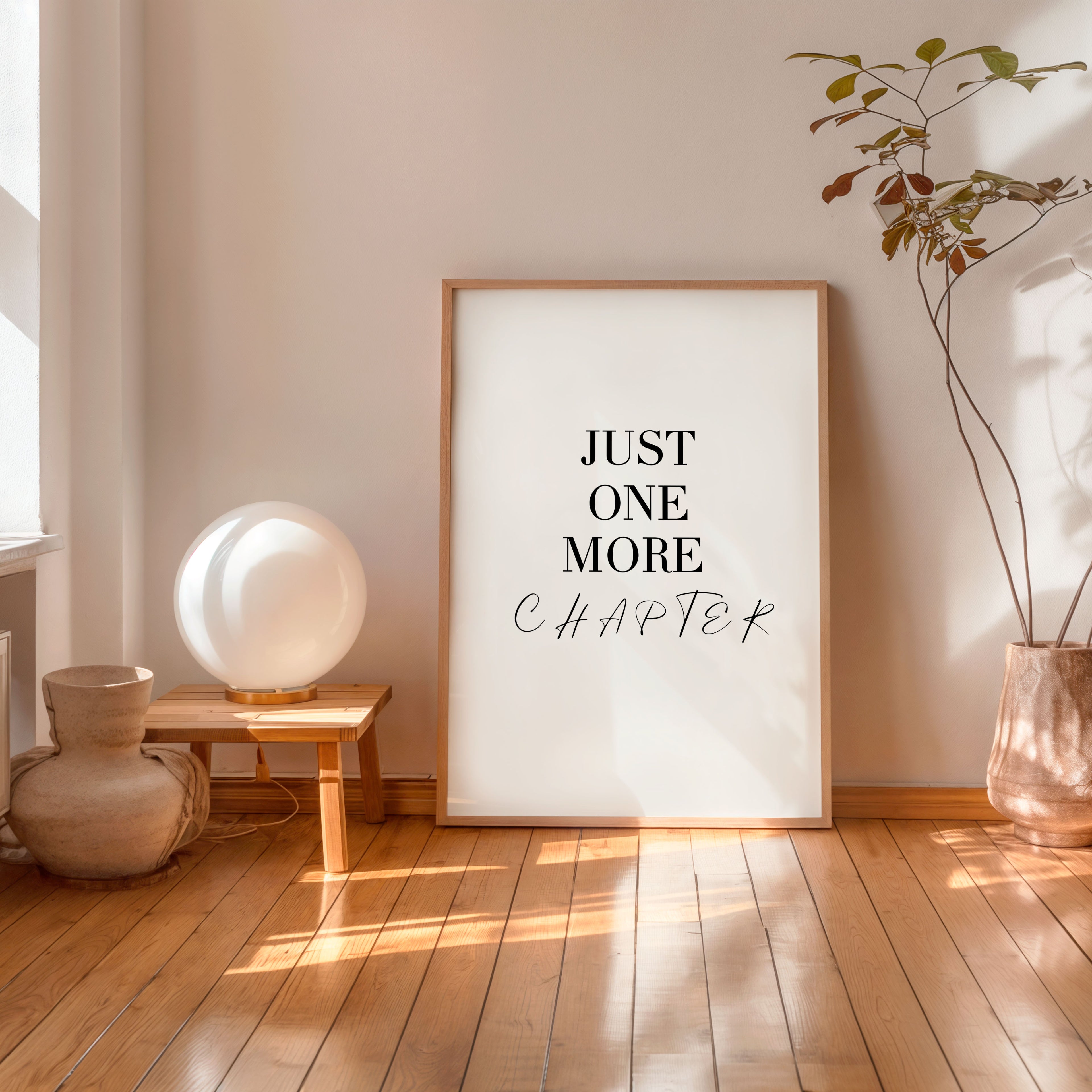 just one more chapter minimalist reading quote poster wall art