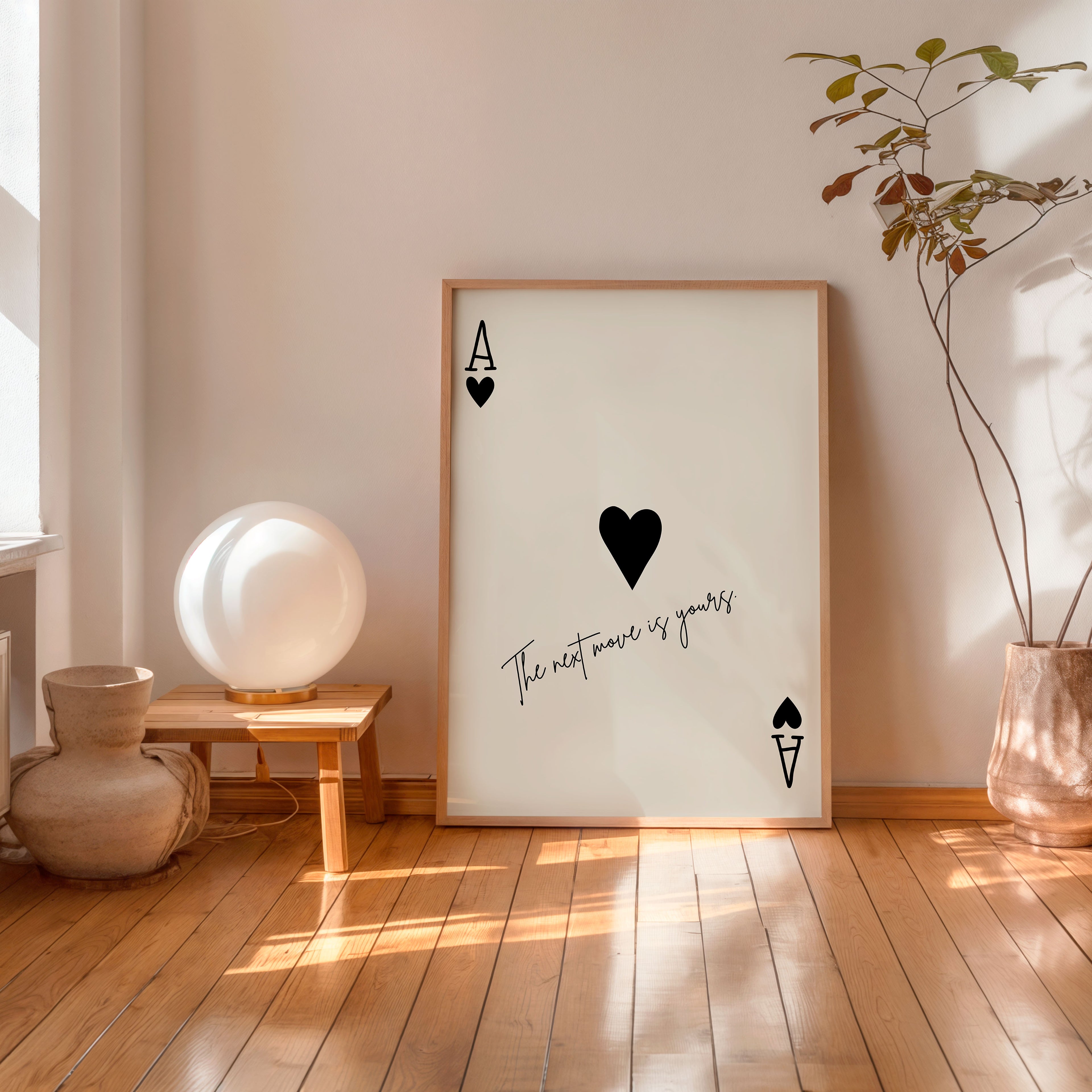 Minimalist romantic ace of hearts typography poster