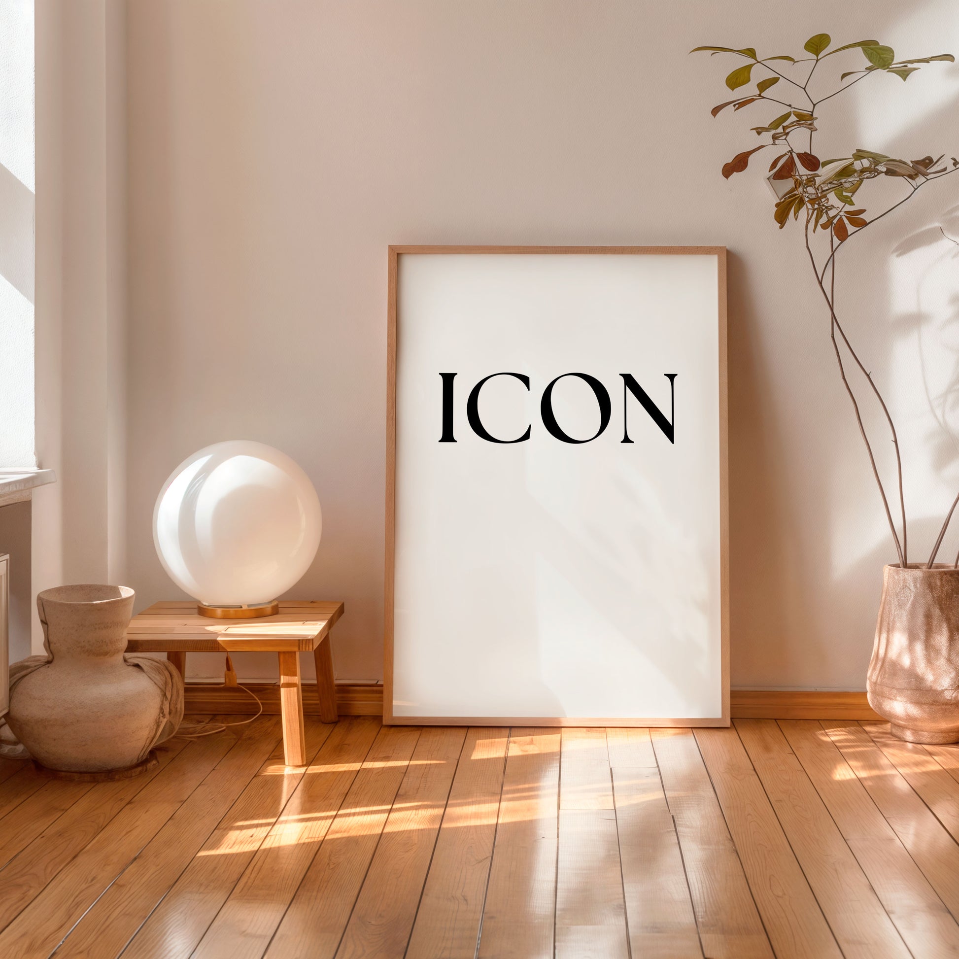 Scandinavian wall art poster with minimalist typography ICON