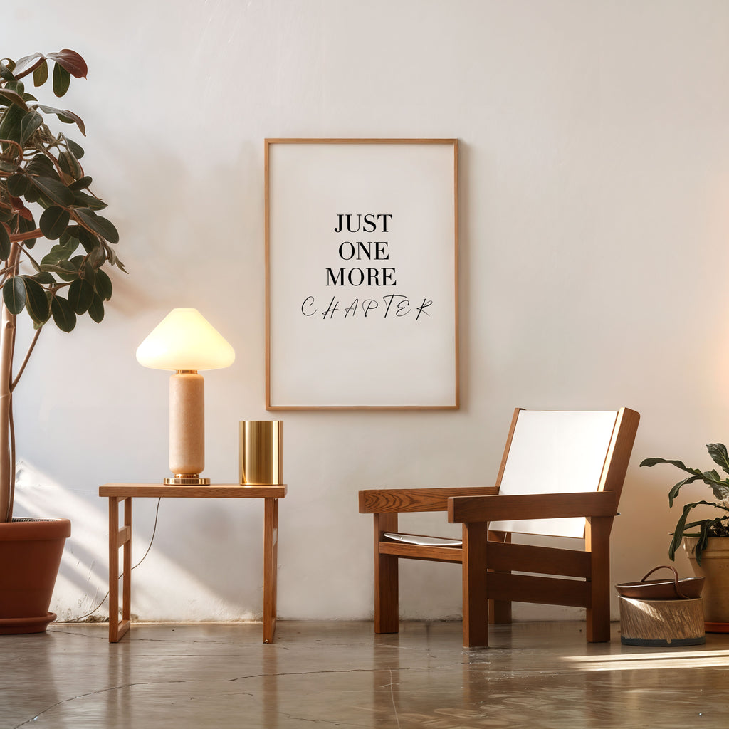 book lover wall art just one more chapter typography poster