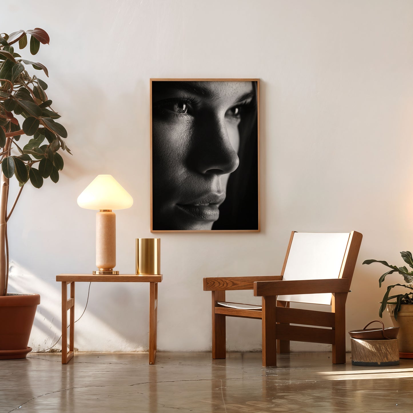 Black and white female portrait photography wall art print